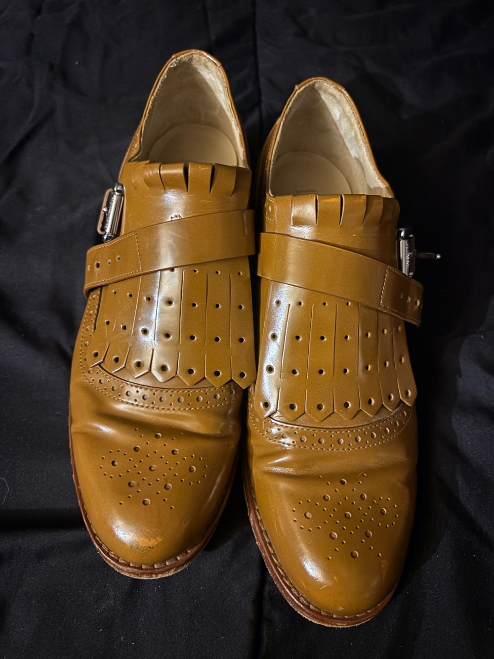 Michael Kors Italy Leather Kiltie Monk Strap Brogue Oxfords 37.5